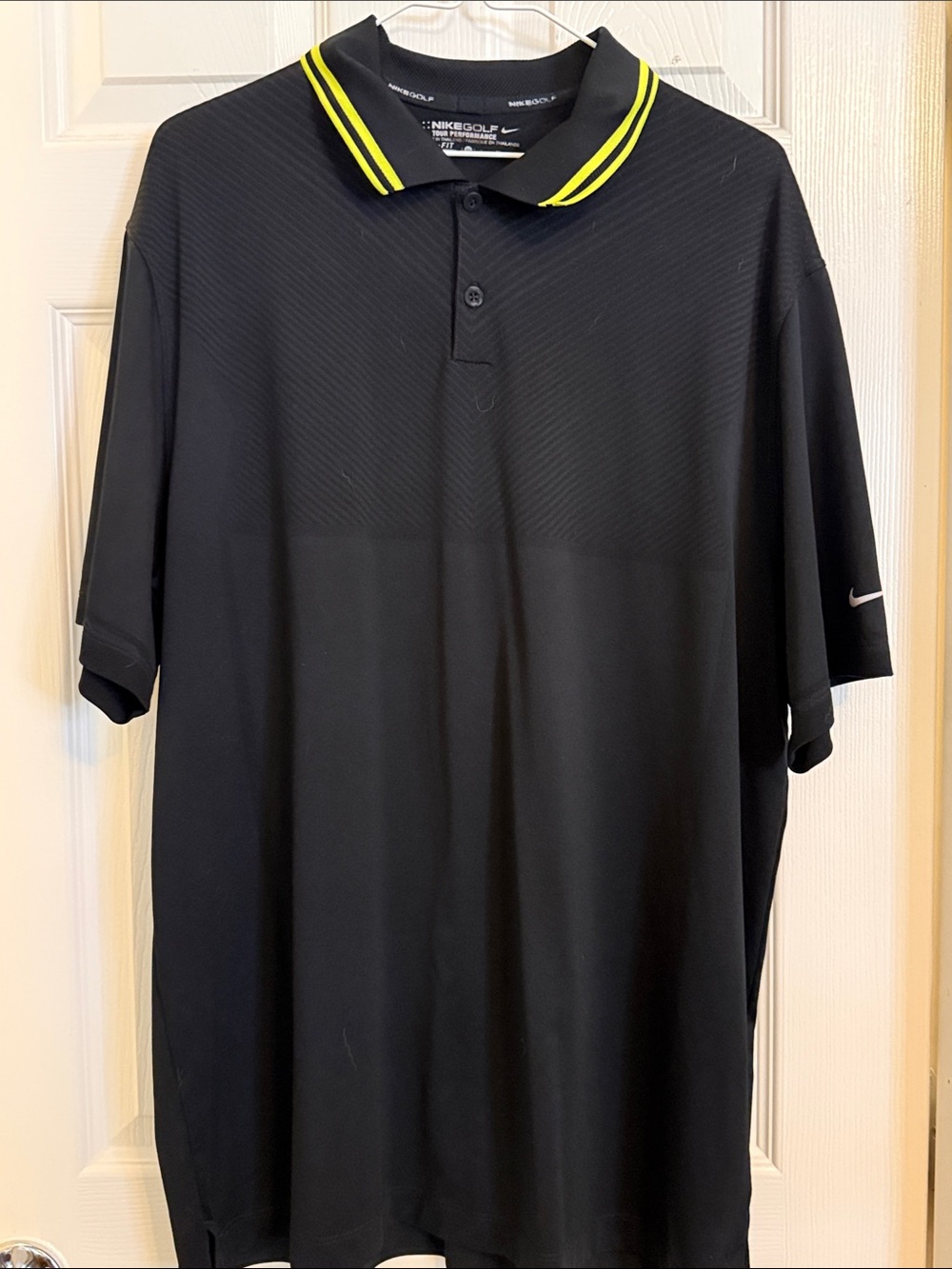 Nike Men’s Black Polo with Green Collar Stripes
